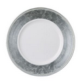 13" Round Lifestyle Charger/ Lacquer Plate - 4 Piece Set (White/Silver)